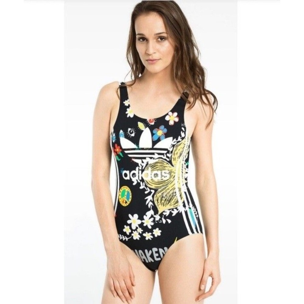 Adidas Originals X Pharrell Williams One Piece Swimsuit Doodle Flowers Small